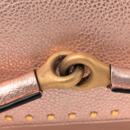 Metallic Calfskin Studded Horsebit Clutch Bag Pink