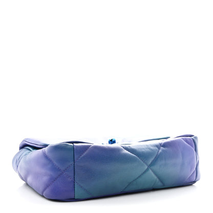 Tie Dye Calfskin Quilted Medium Chanel 19 Flap Blue Purple