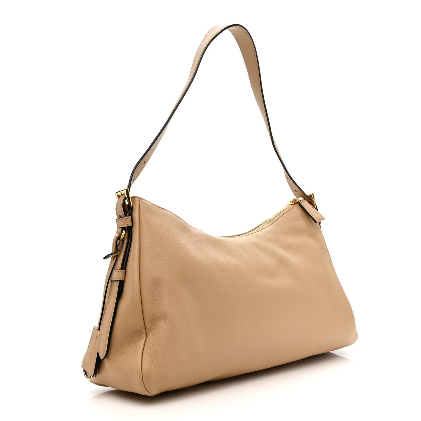 Soft Calfskin Large Aimée Shoulder Bag Travertine