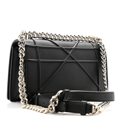 Grained Calfskin Small Diorama Flap Bag Black