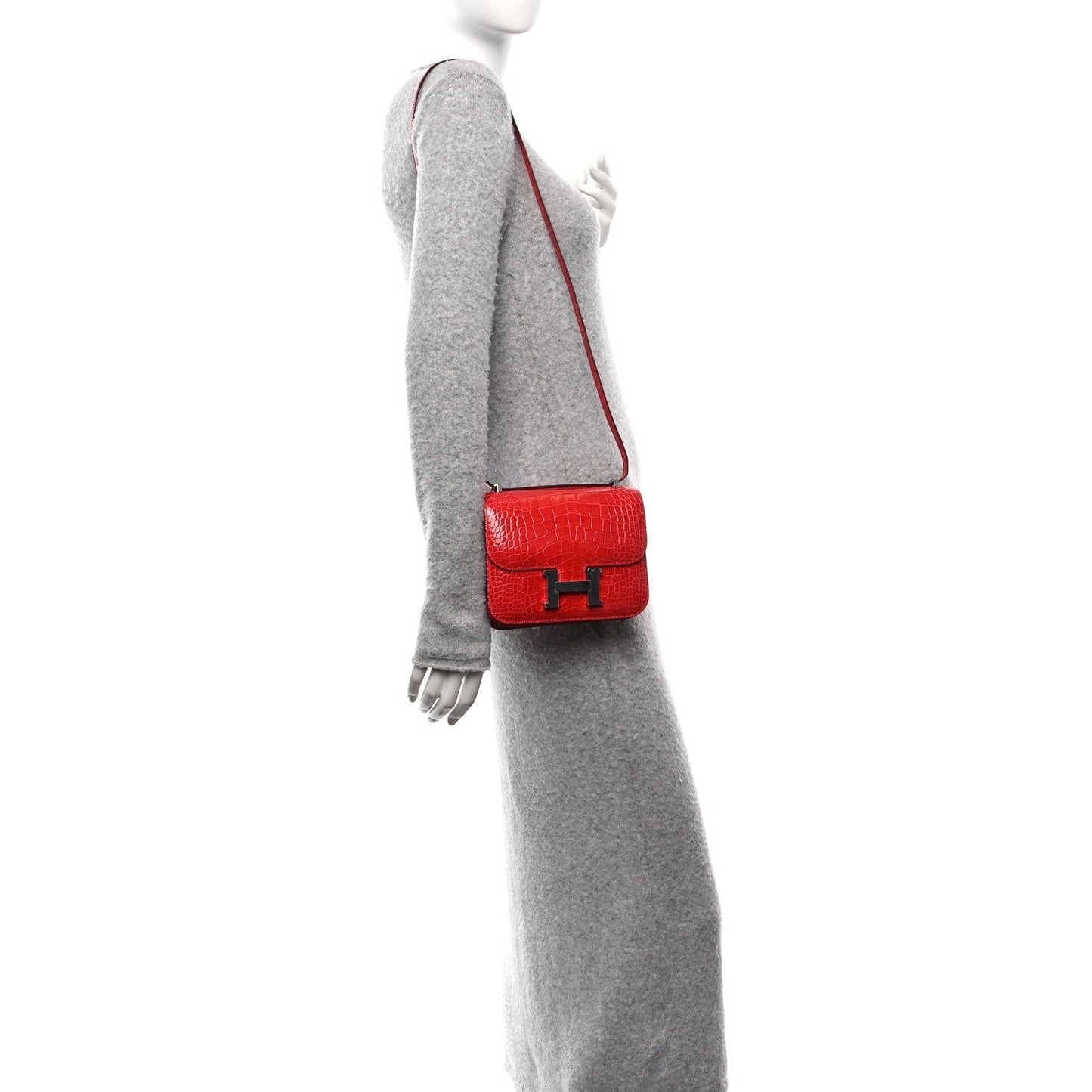 Shiny Alligator Constance 18 Rouge de Coeur