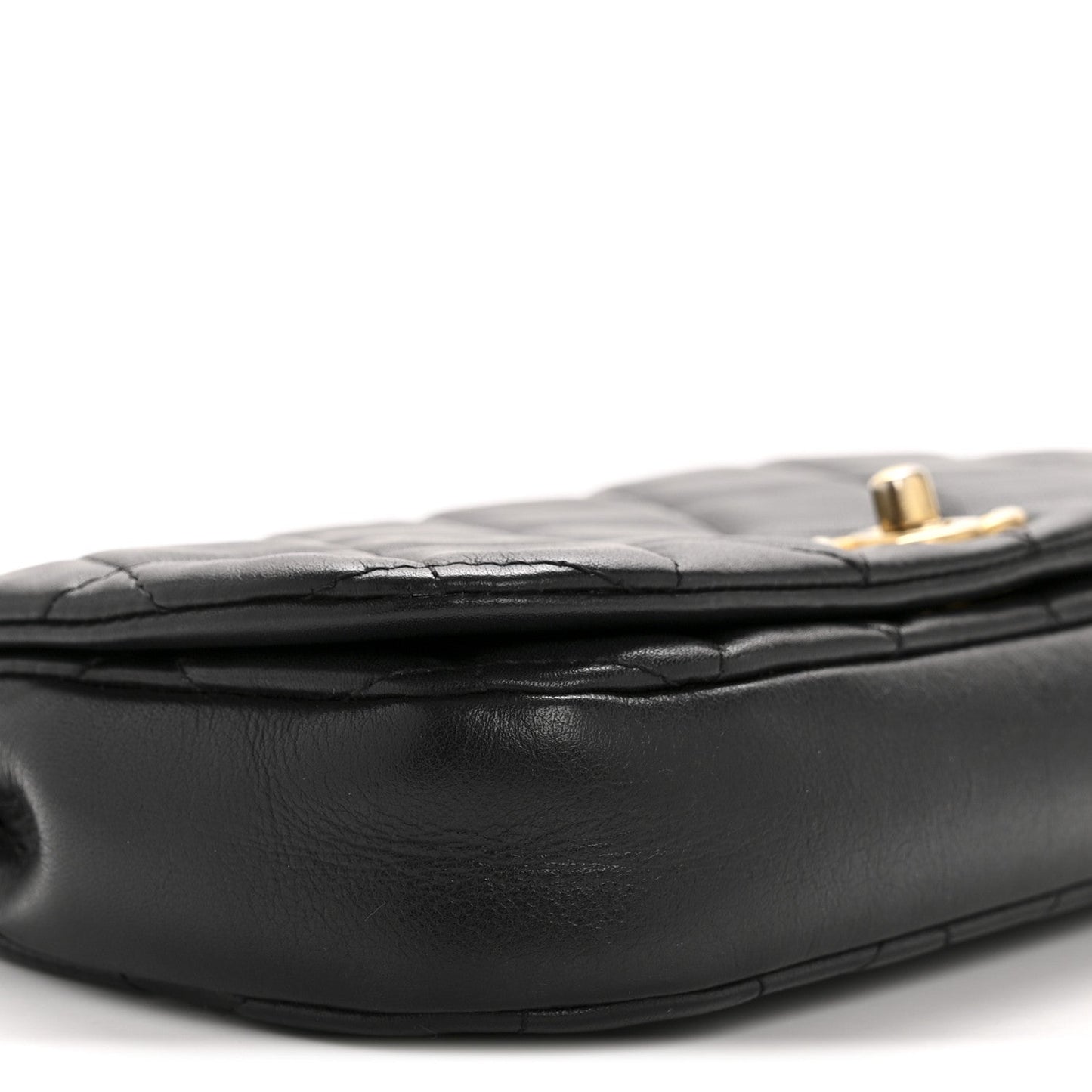 Calfskin Quilted Coco Mail Clutch With Chain Black