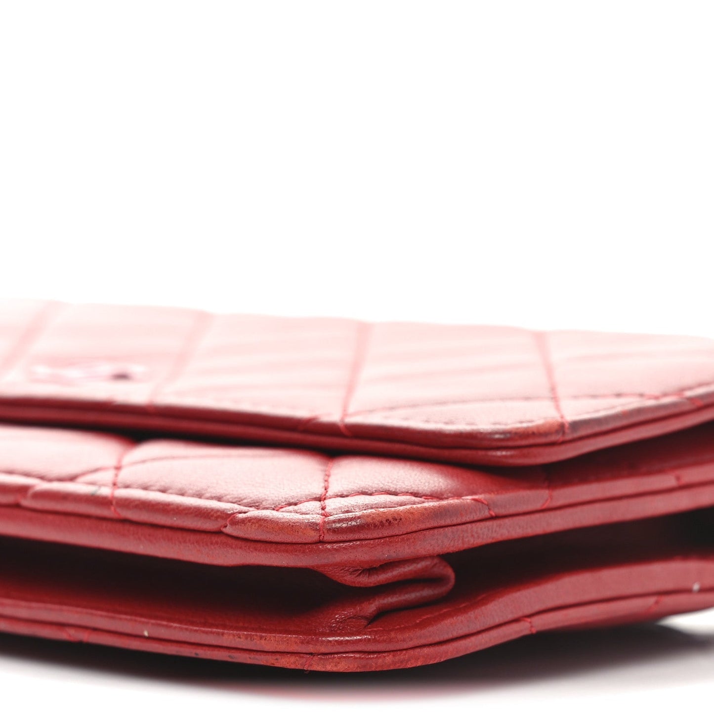 Lambskin Quilted Wallet On Chain WOC Red Pink