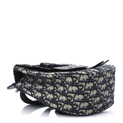 HOMME Oblique Calfskin Mens Mini Saddle Backpack Navy Blue