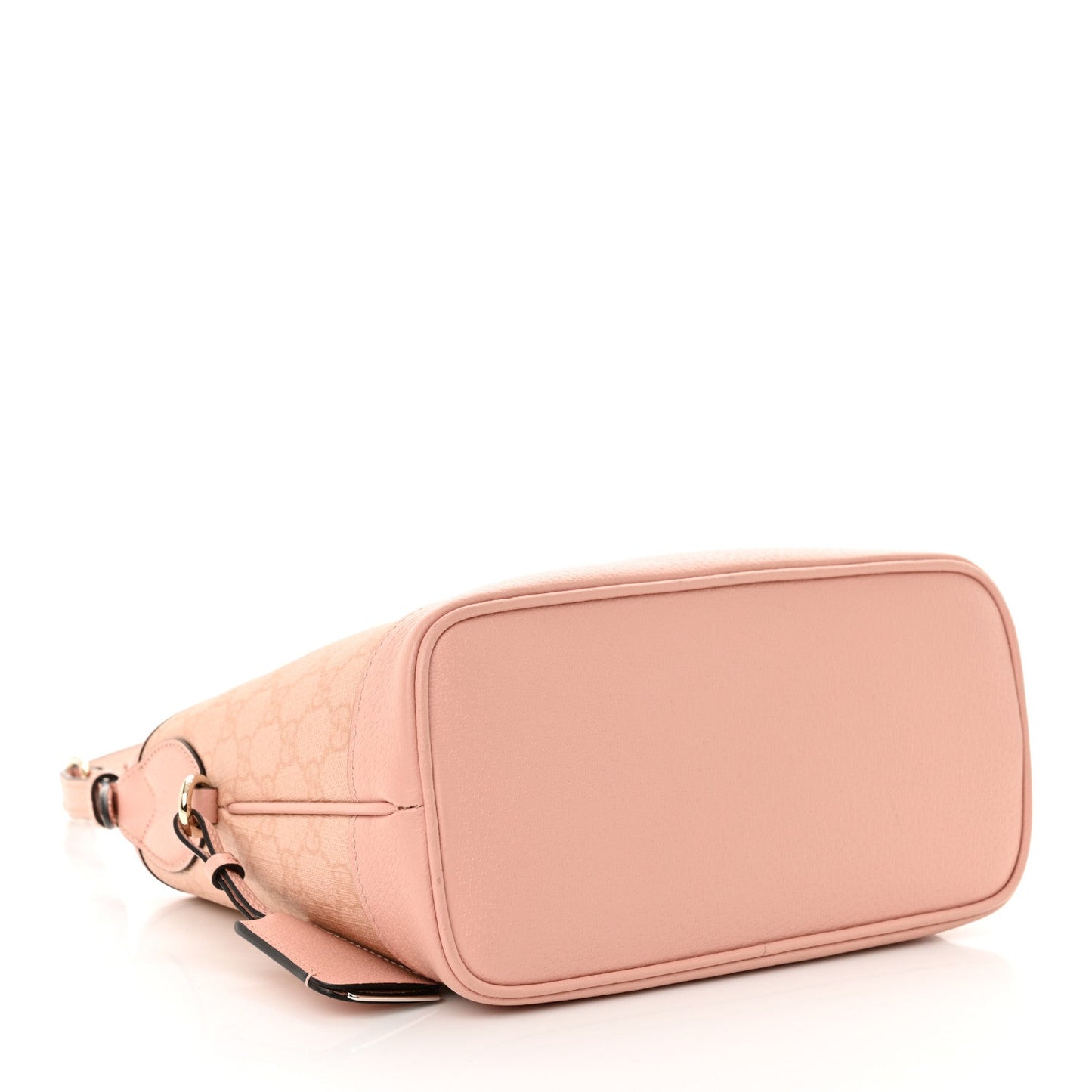 GG Supreme Monogram Textured Dollar Calfskin Web Small Ophidia Bucket Shoulder Bag Rose Pink