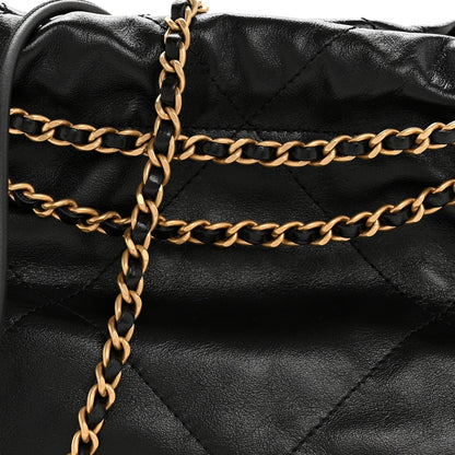 Shiny Calfskin Quilted Mini Chanel 22 Black