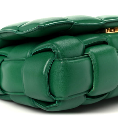 Lambskin Maxi Intreccio Padded Chain Cassette Crossbody Bag Racing Green
