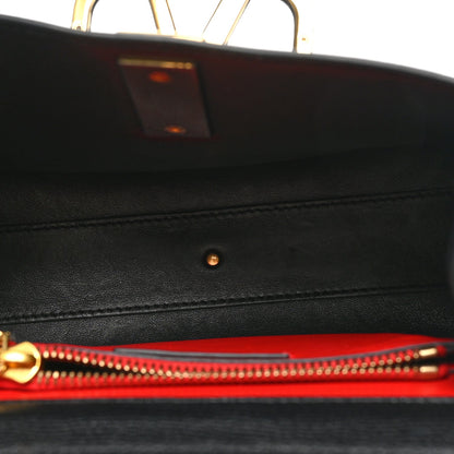 Grainy Calfskin Small VSling Top Handle Bag Black