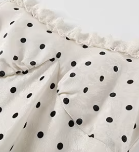 Chic Women Dress Spaghetti Straps Polka Dots Ruffle Birthday Party Outfits Seaside Dress Travel Dress    D5050