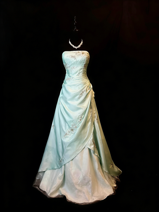 90s Retro Prom Dress Strapless Pleated Formal Gown Evening Dress 18th Birthday Outfits     D5065