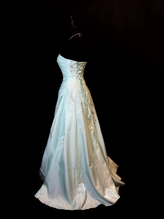 90s Retro Prom Dress Strapless Pleated Formal Gown Evening Dress 18th Birthday Outfits     D5065