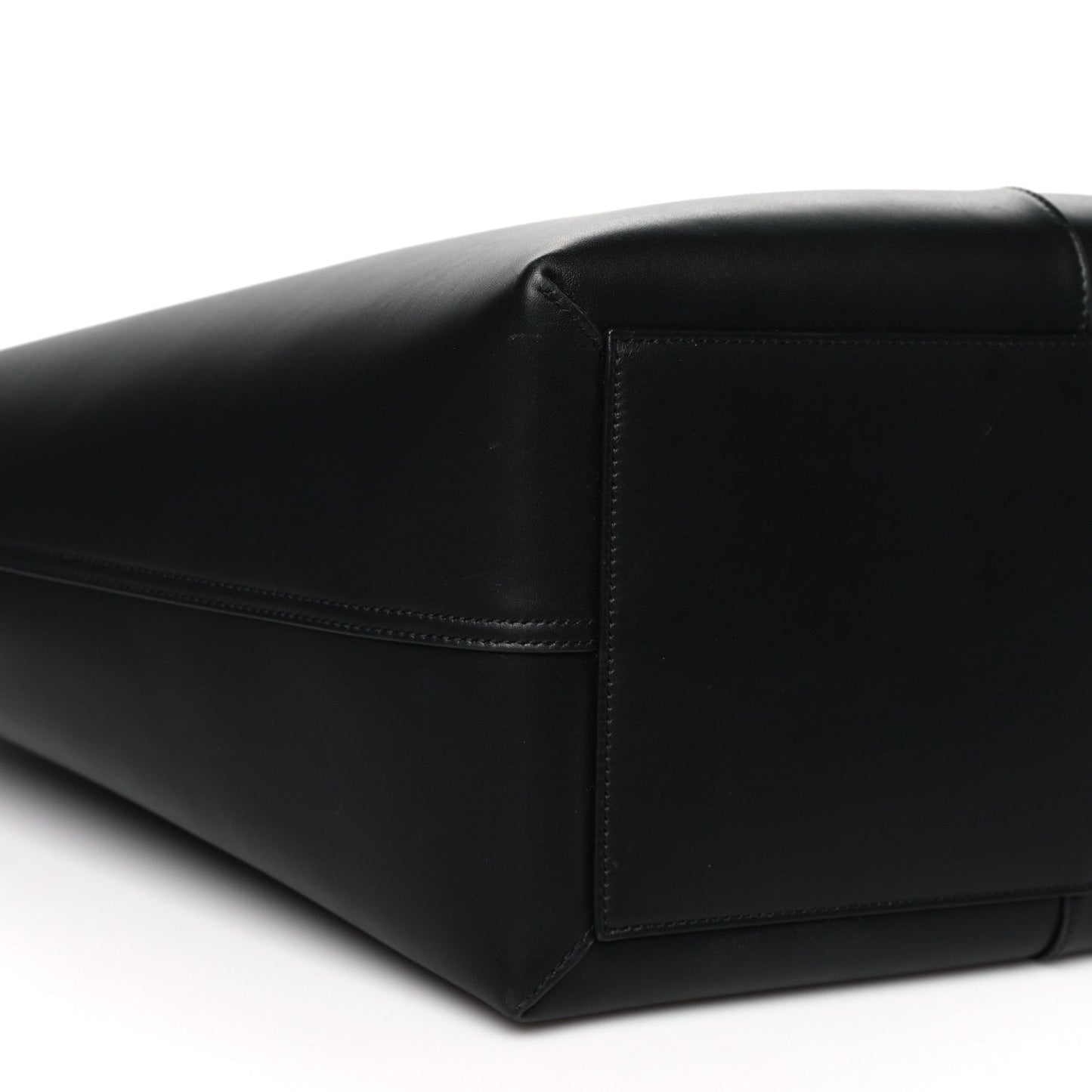 Smooth Calfskin Maxi Trapezoid Shopping Tote Black
