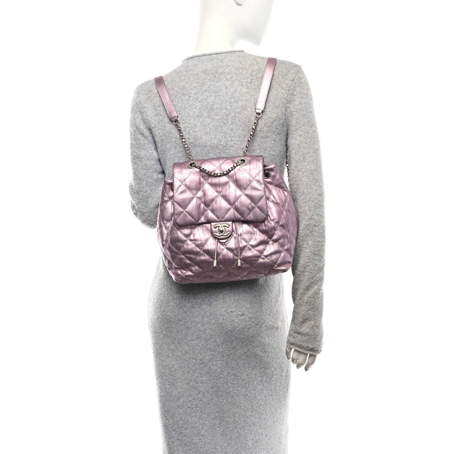 Iridescent Calfskin Quilted Ground Control Backpack Pink