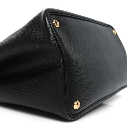 Saffiano Cuir Large Double Bag Black Fuoco