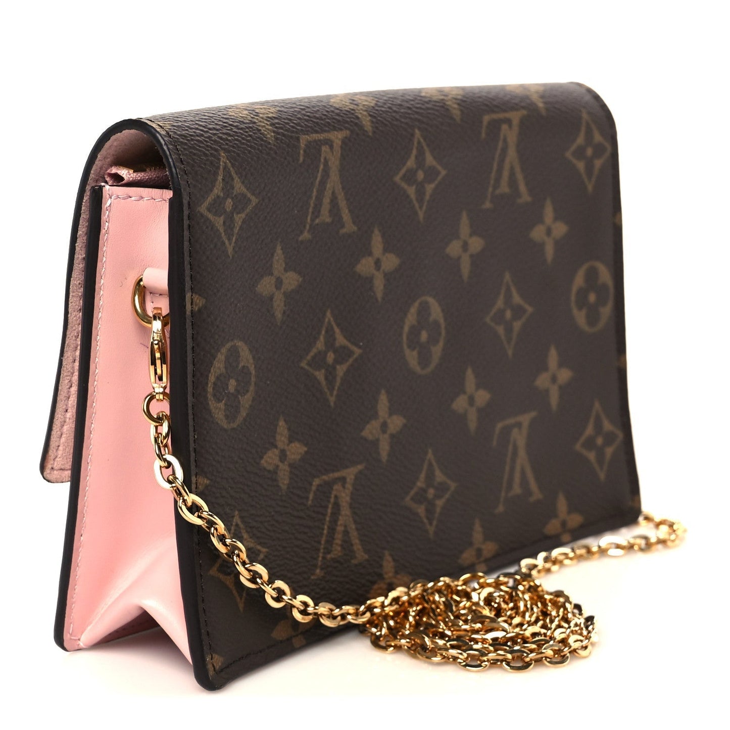 Monogram Flore Chain Wallet Rose Ballerine
