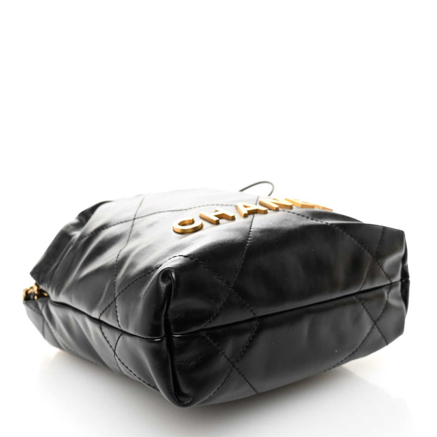 Shiny Calfskin Quilted Mini Chanel 22 Black