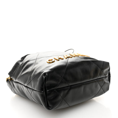 Shiny Calfskin Quilted Mini Chanel 22 Black