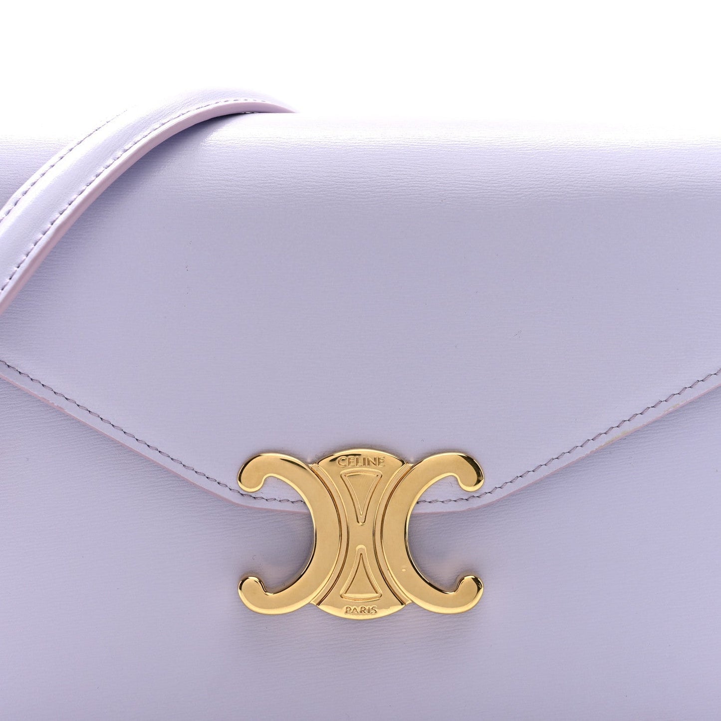 Shiny Calfskin Triomphe Margo Wallet on Chain Light Lavender