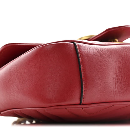 Calfskin Matelasse Mini GG Marmont Shoulder Bag Hibiscus Red