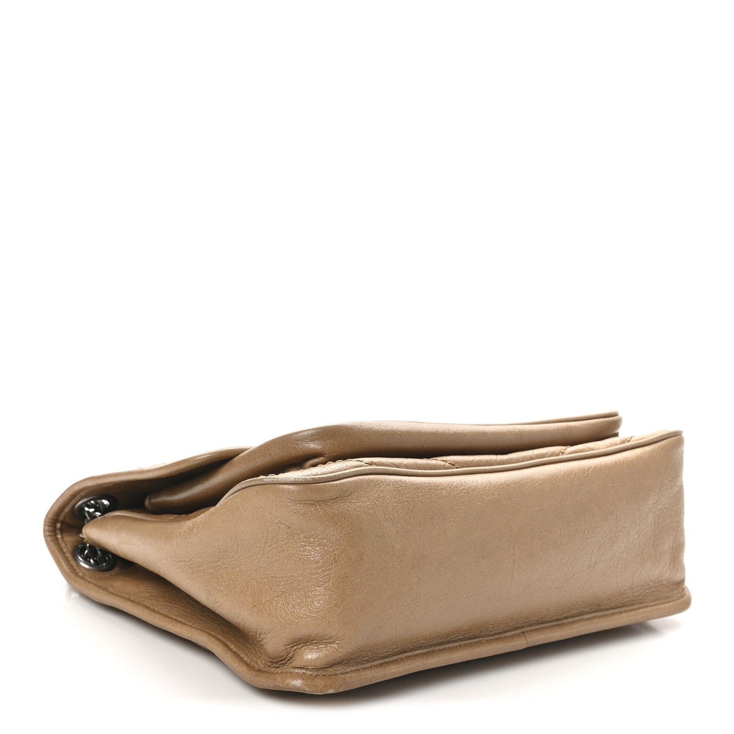 Crinkled Calfskin Matelasse Monogram Medium Niki Chain Satchel Caramel