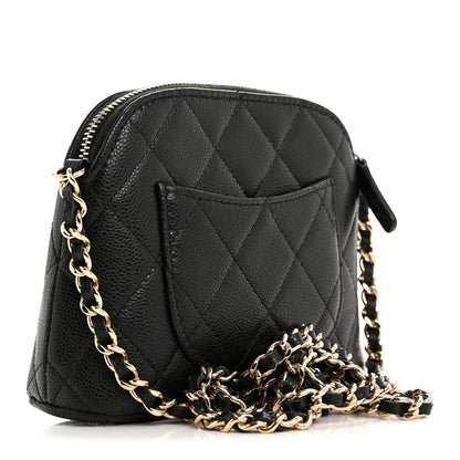 Caviar Quilted Classic Clutch With Chain Black