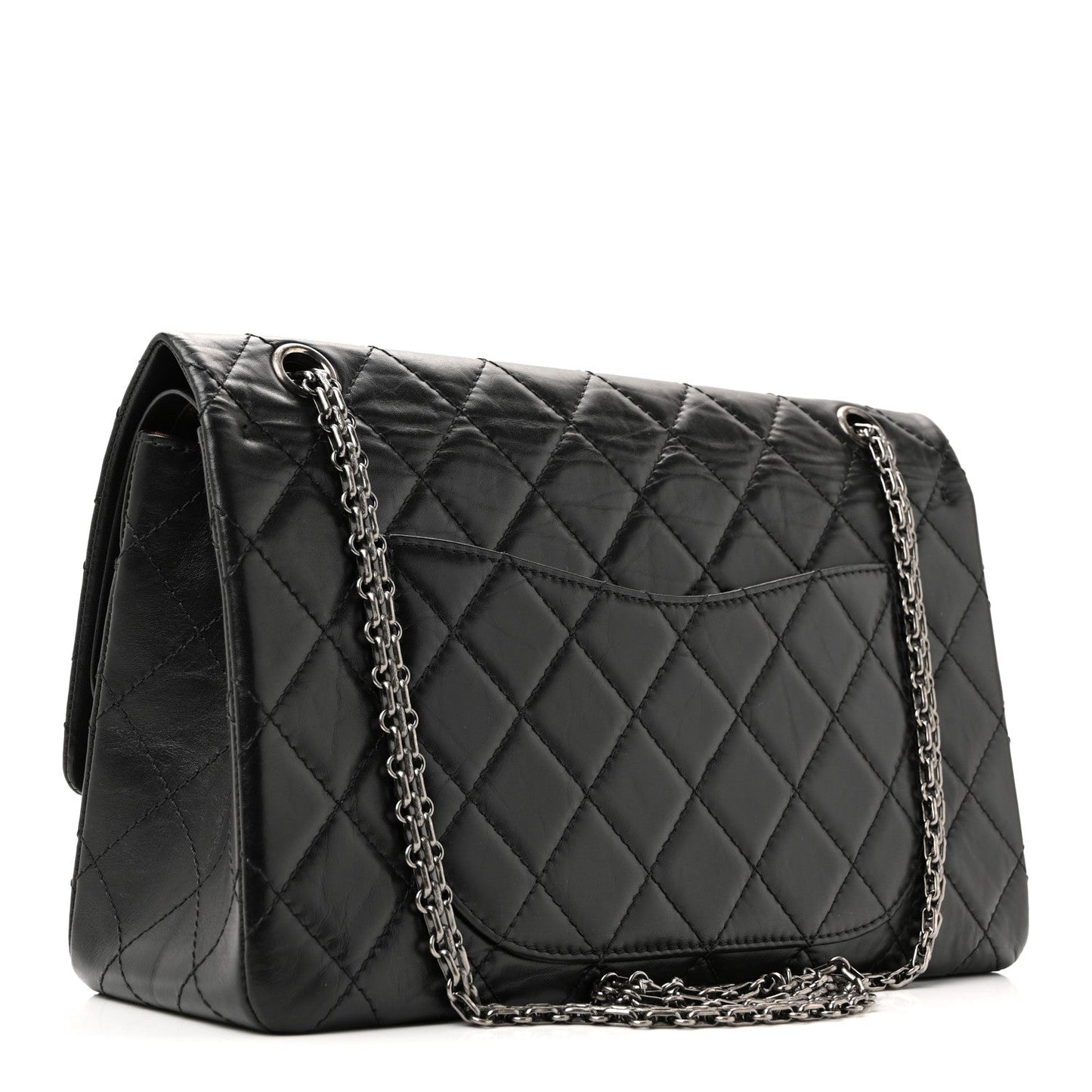 Aged Calfskin Quilted 2.55 Reissue 227 Flap Black