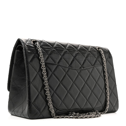 Aged Calfskin Quilted 2.55 Reissue 227 Flap Black