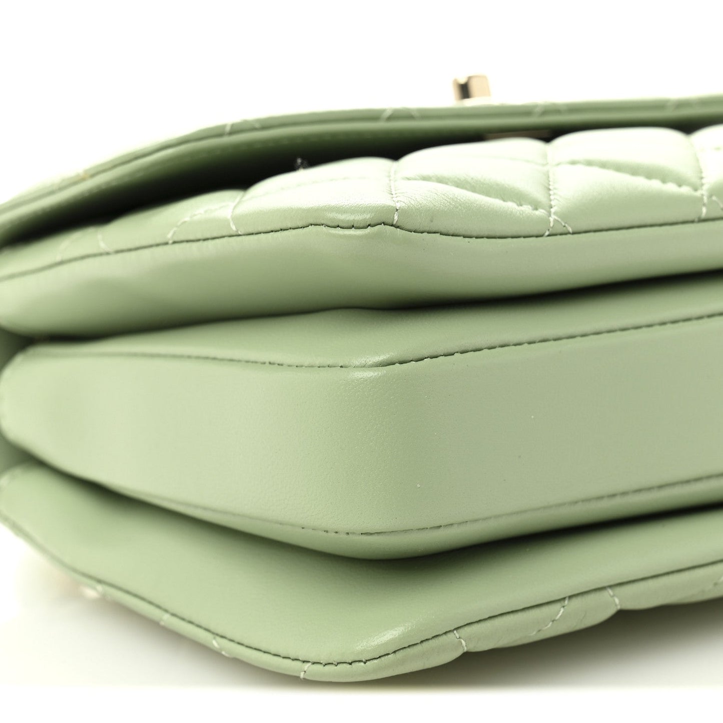 Lambskin Lacquered Quilted Mini Trendy CC Dual Handle Flap Bag Light Green
