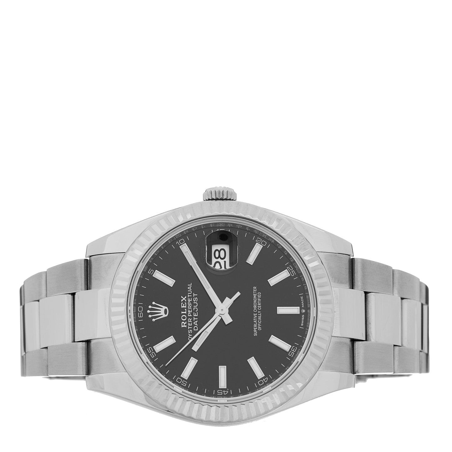 Stainless Steel 18K White Gold 41mm Oyster Perpetual Datejust Watch Black 126334
