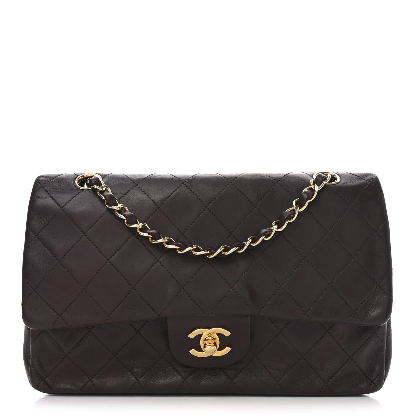 Lambskin Quilted Medium Double Flap Burgundy