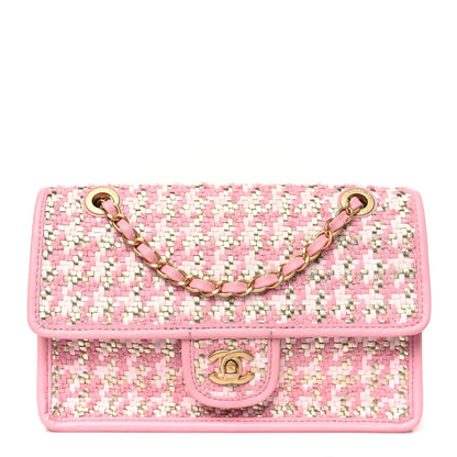 Metallic Lambskin Viscose Woven Flap Pink Gold
