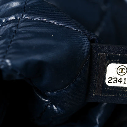 Nylon Cat Emoticon Tote Navy Silver