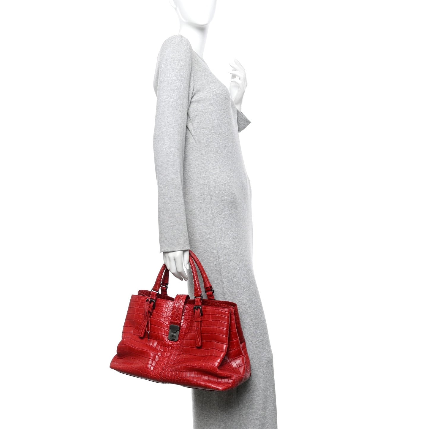 Soft Crocodile Fume Medium Roma Tote Blood