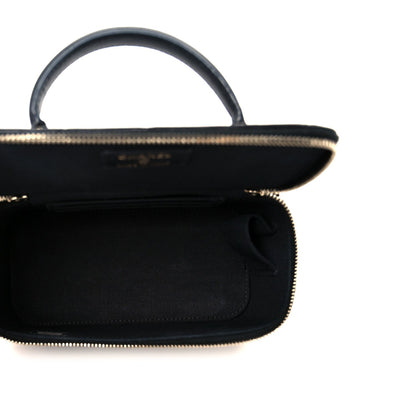 Lambskin Quilted Small Top Handle Vanity Case With Chain Black