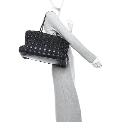 Glazed Lambskin Quilted Large Stravinsky Tote Black