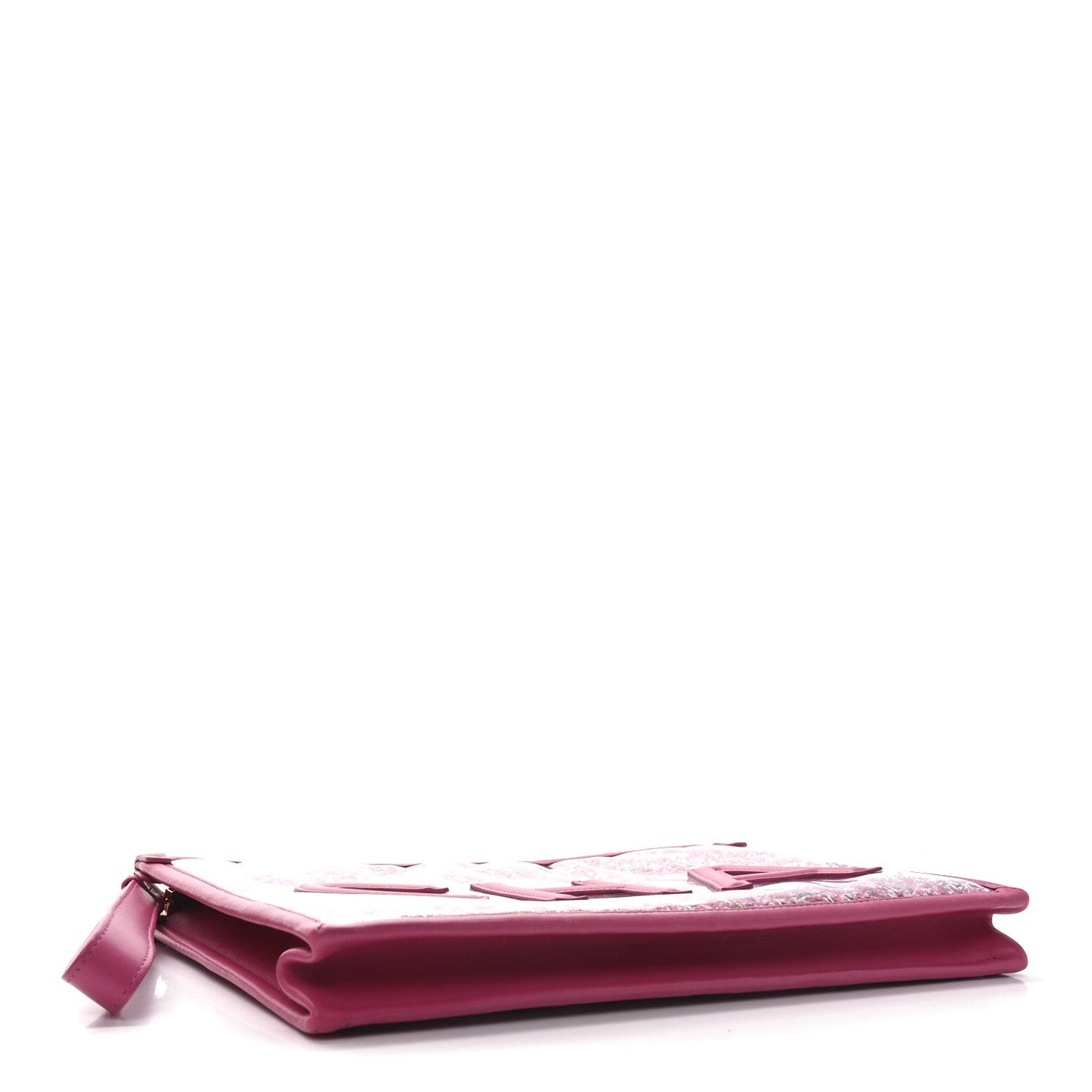 Tweed PVC Lambskin Wristlet Pouch Pink