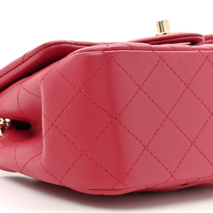 Lambskin Quilted Mini Square Flap Dark Pink