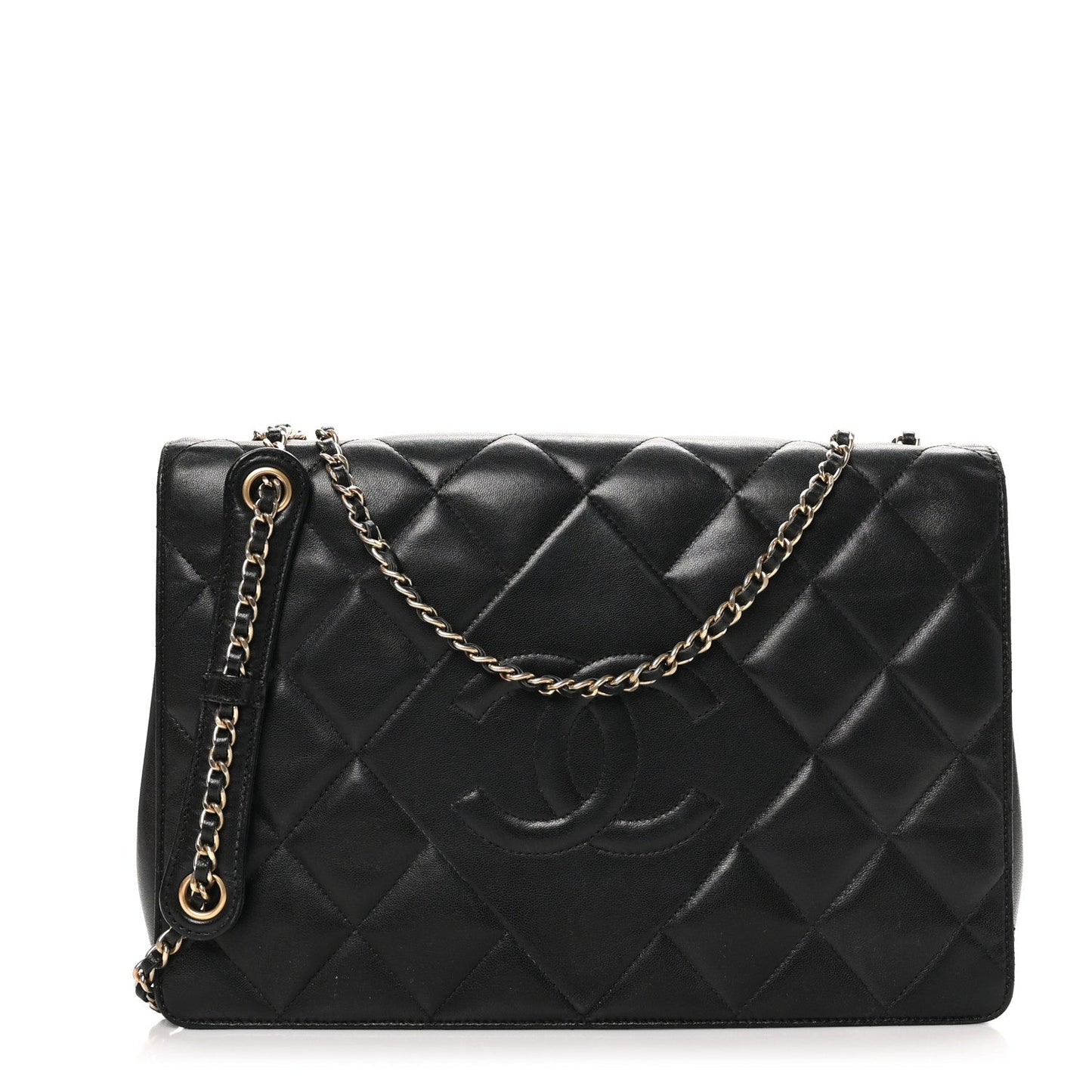 Lambskin Quilted Large Diamond CC Flap Black