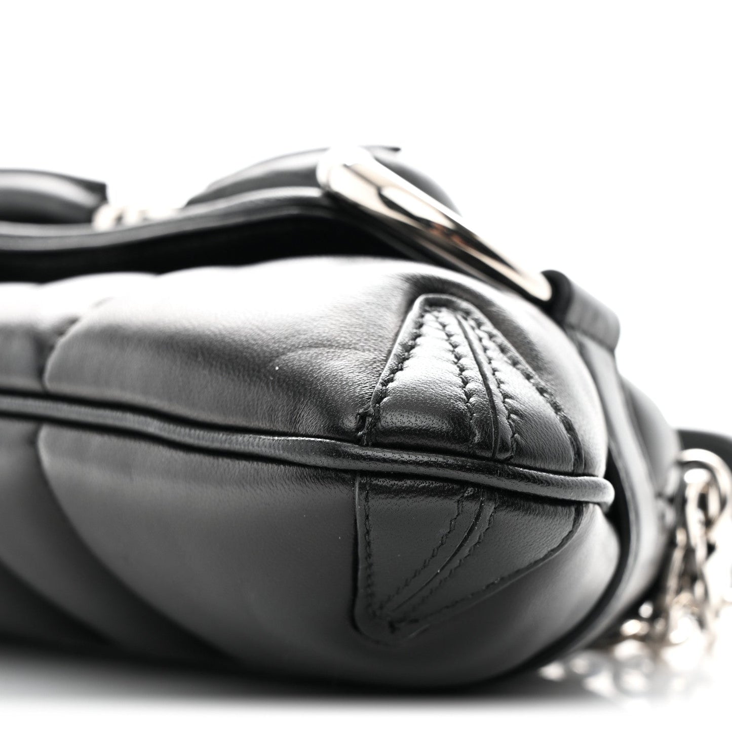 Nappa Vertical Matelasse Small Maxi Horsebit Chain Shoulder Bag Black
