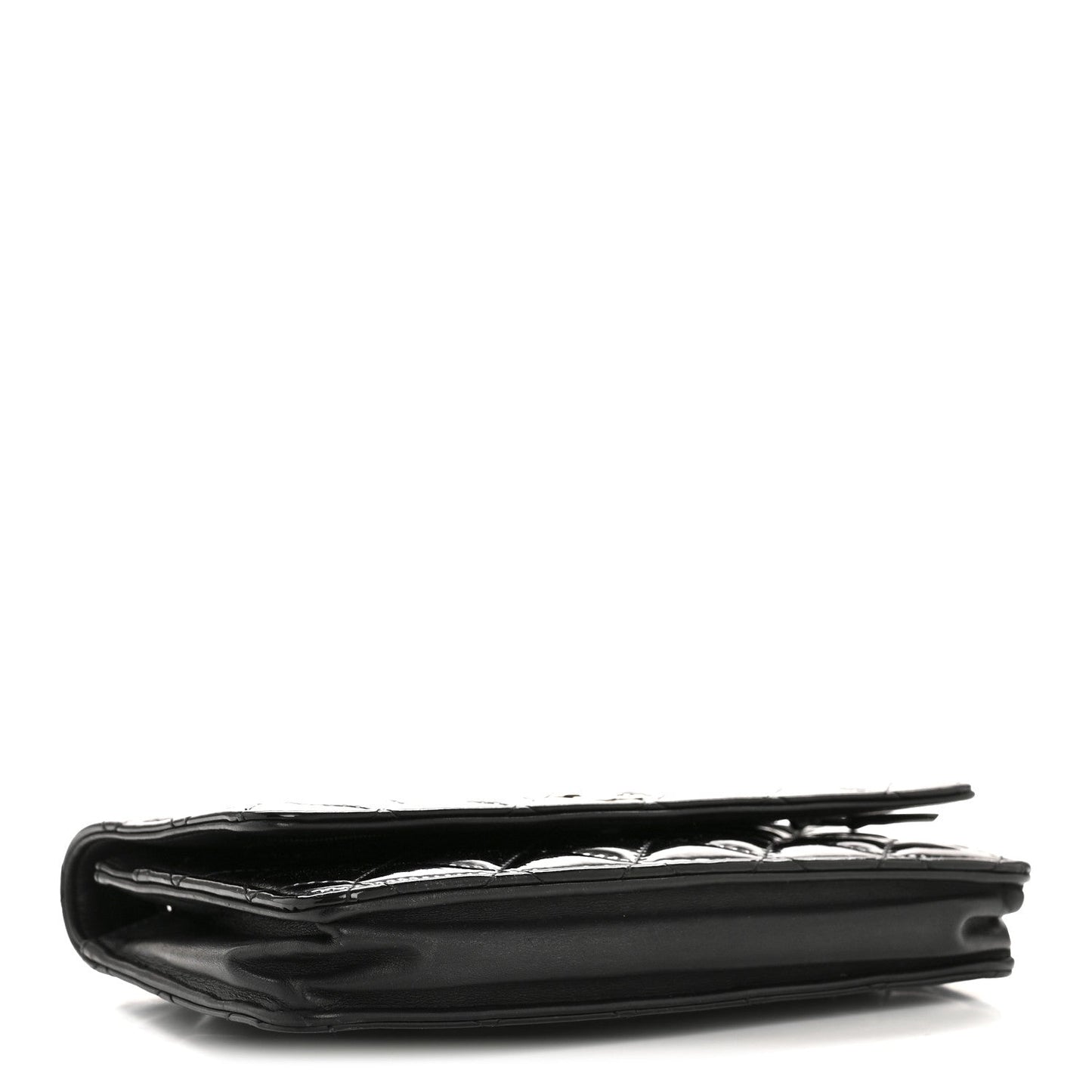 Patent Quilted Wallet On Chain WOC Black