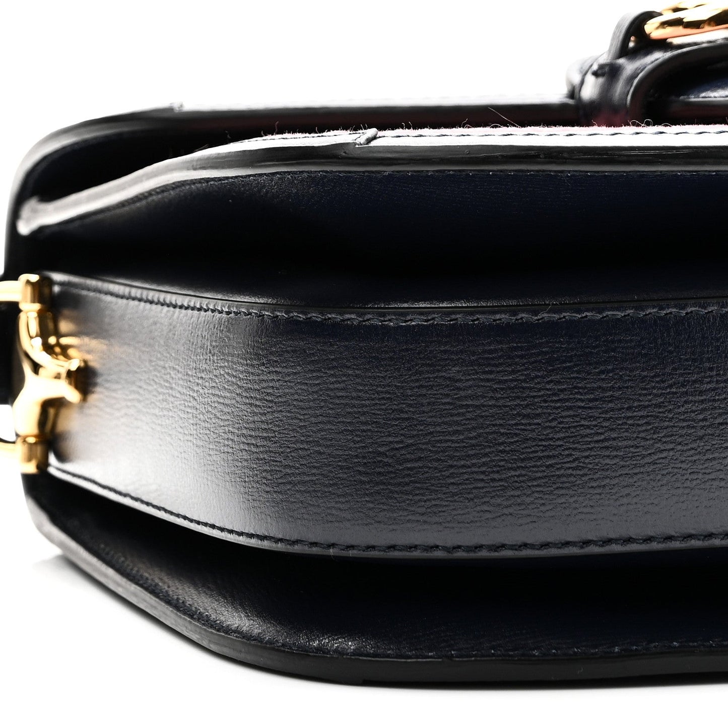Lanzo Stretch Cord Azalea Calfskin Horsebit 1955 Shoulder Bag Lipstick Rose Blue