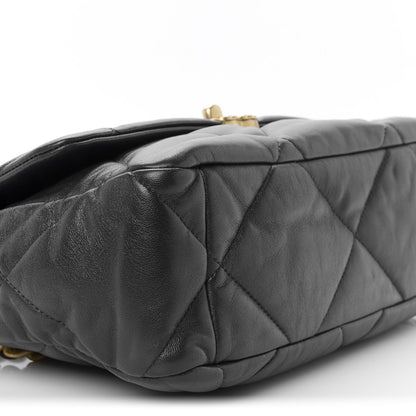 Lambskin Quilted Large Chanel 19 Flap Navy Blue