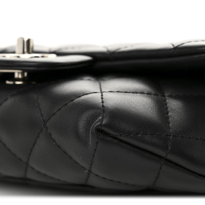 Calfskin Quilted CC Uniform Flap Belt Bag Black