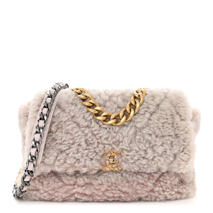 Shearling Sheepskin Medium Chanel 19 Flap Light Pink