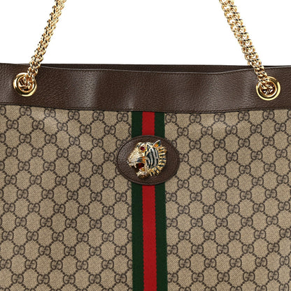 GG Supreme Monogram Large Rajah Chain Tote Beige New Acero