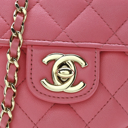 Lambskin Quilted CC In Love Heart Clutch With Chain Pink