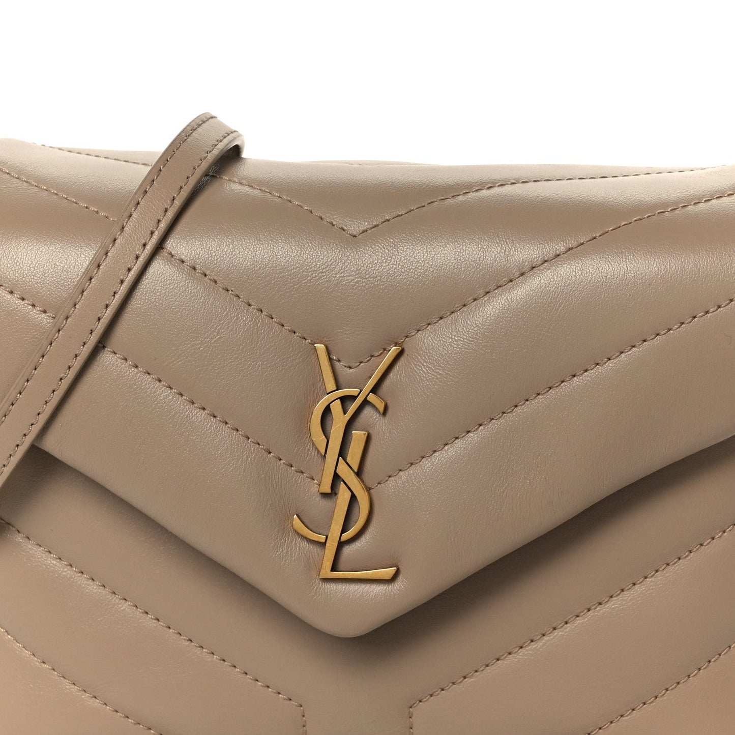 Calfskin Y Quilted Monogram Toy Loulou Crossbody Bag Dark Beige
