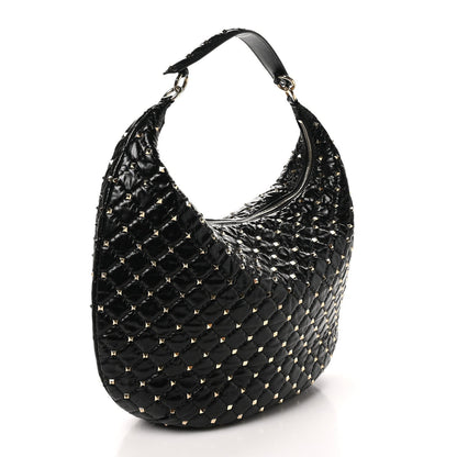 Nappa Rockstud Spike Hobo Black