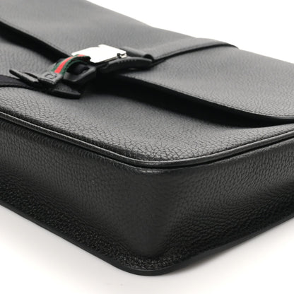 Calfskin Web Medium Business Case Black