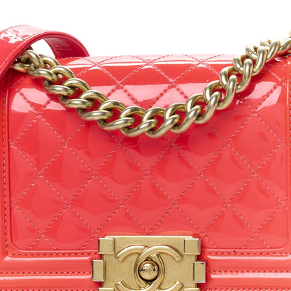 Patent Calfskin Quilted Small Boy Flap Pink